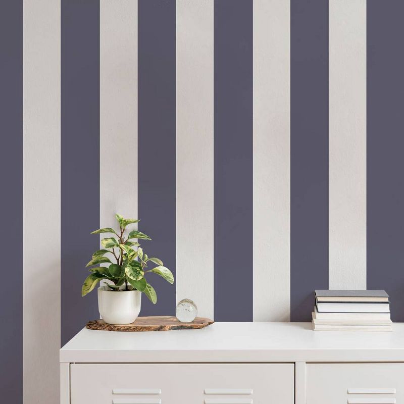Tempaper Stripe Self-Adhesive Removable Wallpaper Navy/Cream, 5 of 7