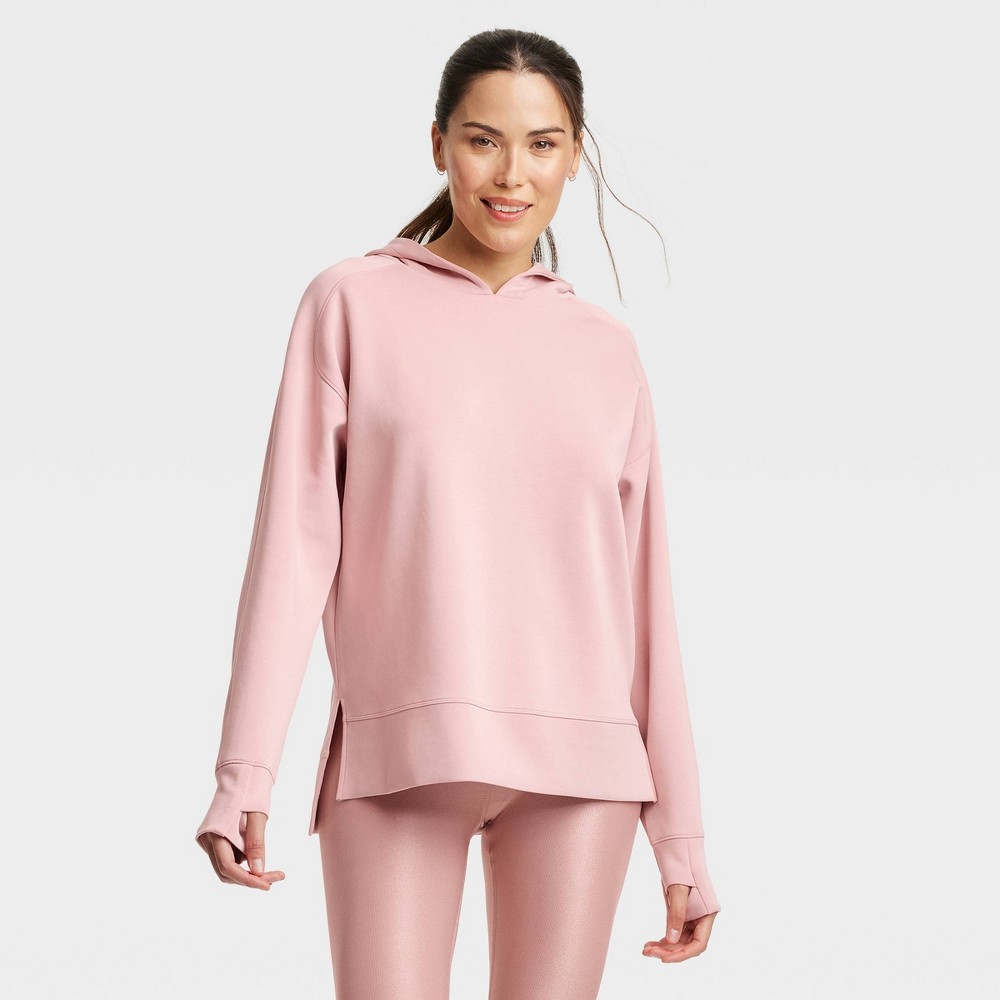 women's airy sleek legging friendly hooded sweatshirt - all in motion™ light mauve m
