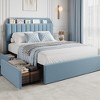 Bed Frame for Kids, Upholstered Platform Bed with 2 Large Storage Drawer and Bookcase Headboard, Noise-Free, Easy Assembly, No Box Spring Needed - 3 of 4