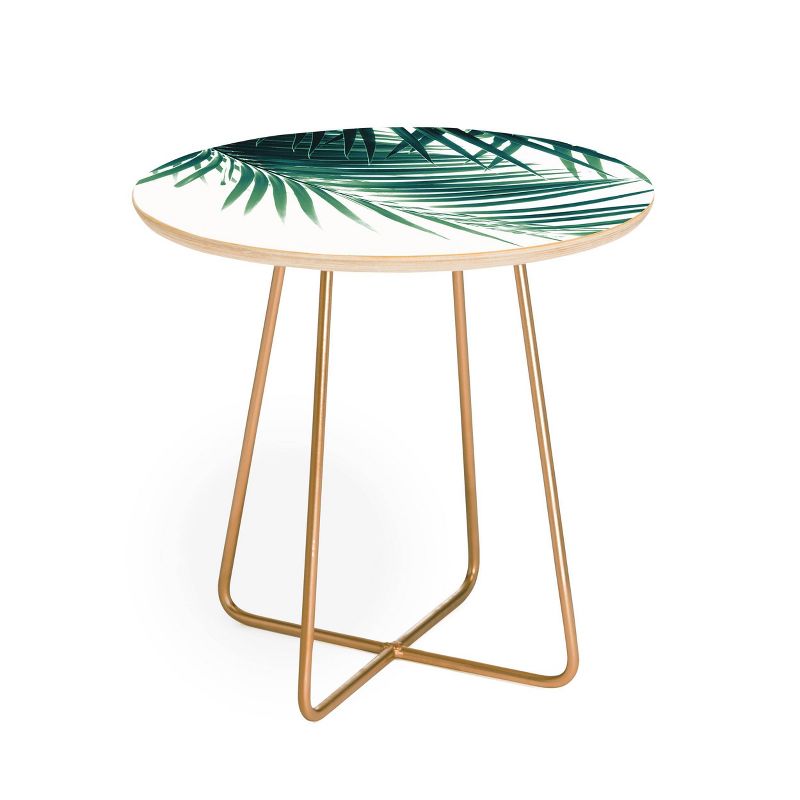Round Anita&#39;s &#38; Bella&#39;s Artwork Palm Leaves Green Vibes Side Table Green/Gold - Deny Designs, 1 of 6