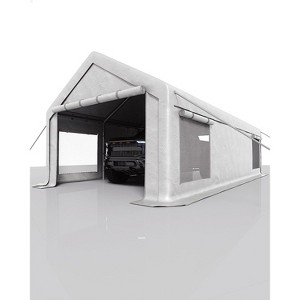 Instant Carport with 8 Sandbags. Heavy-Duty PE Tarp & 4 Windows. Quick Shelter for Pickups, SUVs, Tractors. Easy Assembly - 1 of 4