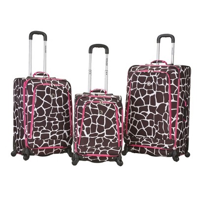  Rockland Fusion 3pc. Expandable Spinner Luggage Set -Brown/Pink 