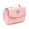 Disney Vegan Leather Fold Over Cross Body Bag for Women, Minnie Mouse Ears and Bow Icon with Mini Faux Pearls, Pink - 2 of 4