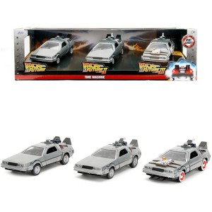 "Back to the Future" Delorean Set of 3 pieces "Hollywood Rides" Series 1/32 Diecast Model Car by Jada - 1 of 4
