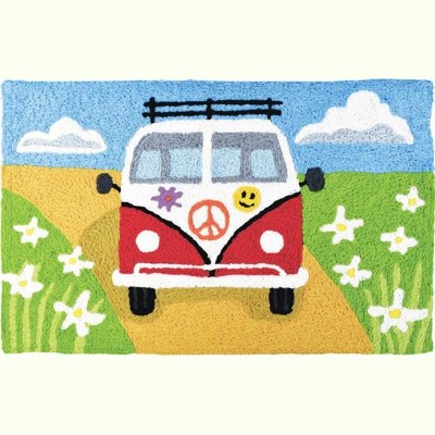 Jellybean VW Touring Rug – Fun Indoor/Outdoor Accent Mat with Vintage Van Design, Vibrant Colors, Durable & Machine Washable, 20" x 30