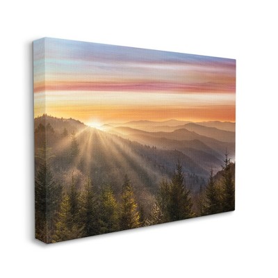 Sunrise Over Mountain Forest Skyline Canvas Wall Art
