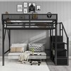 Queen Size Loft Bed with Stairs and Storage Shelves - 4 of 4