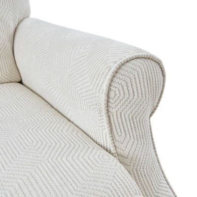 Ivory Woven Fabric Recliner with Oak Legs