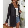 Womens Lightweight Sweater Cardigan Crochet Long Sleeve Open Front Cardigan Hollow Ribbed Cuff Above Knee Fall Cardigan Casual Outfits - 4 of 4