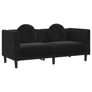 vidaXL Sofa Black Velvet (100% polyester), plywood, solid wood 2-seater - 1 of 4