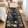Green Floral Runner Rug Washable Rug, Non-Slip Non-Shedding Kitchen Carpet, Low Pile Stain-Resistant Foldable , for Entryway, Laundry Room, Bathroom - 2 of 4