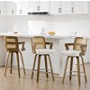 Bekrvio 26" Swivel Counter Height Bar Stools Set of 1/2/3/4,Faux Leather Upholstered Bar Chairs with Back & Arm for Kitchen Island,Black - 3 of 4