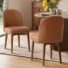 Modern Dining Chair Set of 2, Upholstered Accent Side Chairs with Double Cushion Seat and Solid Wood Legs in Walnut Finish-Tanpinhause - 2 of 4