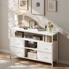 FONTOI TV Stand Dresser with Outlets, 4 Drawers Entertainment Center, Open Shelf Adjustable Feet, Media Console for 50" TV, White, 43.3"*11.8"*30.7" - 2 of 4