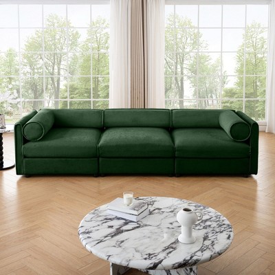 CAVINAS Modern Sectional Sofa with 3 Seats,Convertible Modular Couch with Under-Sofa Storage,Couch for Living Room,2x Corner,Green