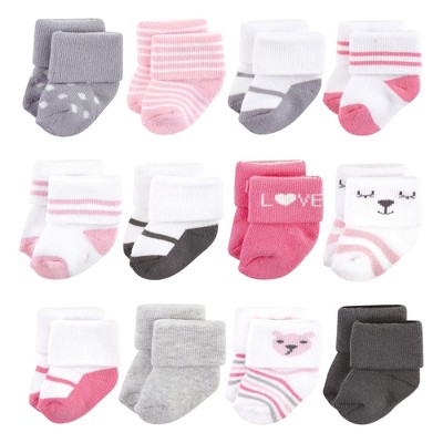 Hudson Baby Infant Girls Cotton Rich Newborn And Terry Socks, Pastel  Butterfly : Target