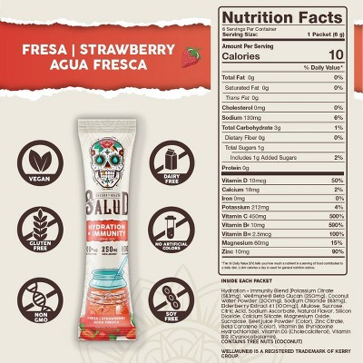 Salud Hydration + Immunity Strawberry Electrolyte Drink Mix - 6pk/0.21 oz Packet Sticks
