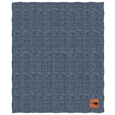 NFL New England Patriots Two- Tone Sweater Knit Blanket with Faux Leather Logo Patch