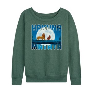 Women's - Disney - Hakuna Matata Lightweight French Terry Wide Neck Long Sleeve Shirt - 1 of 4