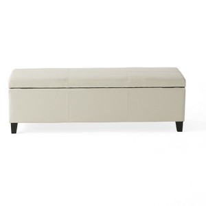 TiramisuBest Storage Ottoman Bench, Brown PU Entryway Bench, 51.25"L x 17.5"W x 16.25"H - 1 of 4