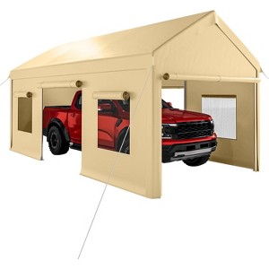 10 x 20 FT, Heavy Duty Carport Canopy with Roll Up and Down Mesh Window, Outdoor Portable Garage with Removable Sidewalls, All Season Tarp for Car - 1 of 4