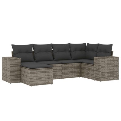 vidaXL Garden Sofa Set Grey PE Rattan Large Modular Garden Sofa Set