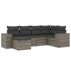 vidaXL Garden Sofa Set Grey PE Rattan Large Modular Garden Sofa Set - 1 of 4