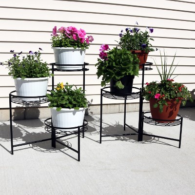 Black Iron 3-Tiered Indoor/Outdoor Plant Stand Set