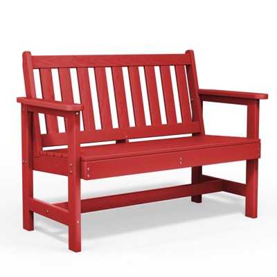 Hyleoty HDPE Outdoor Park Bench 48" x 22" x 35" ,Elegant, Comfortable and Durable