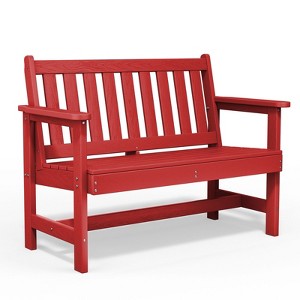 Hyleoty HDPE Outdoor Park Bench 48" x 22" x 35" ,Elegant, Comfortable and Durable - 1 of 4