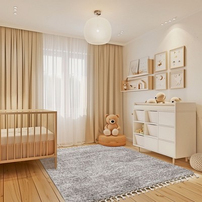 Contemporary Gray 4' x 6' Braided Shag Area Rug