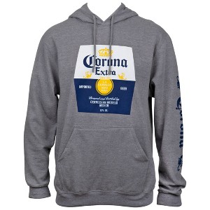 Mens Corona Extra Beer Label Grey Hooded Sweatshirt With Sleeve Print - 1 of 4