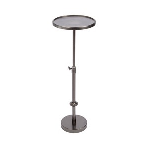 Kate and Laurel Engles Adjustable Polished Metal Table and Plant Stand, 10x10x30, Pewter - 1 of 4