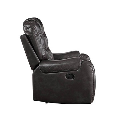 Magnetite Faux Leather Reclining Sofa with Pillow-top Arm and Cup Holder