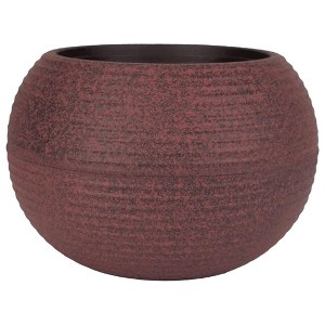 The HC Companies 10 Inch Atlas Sphere Planter with Drainage Hole, Indoor or Outdoor Use, Decorative Round Plastic Plant Pot for Herbs or Flowers, Red - 1 of 4