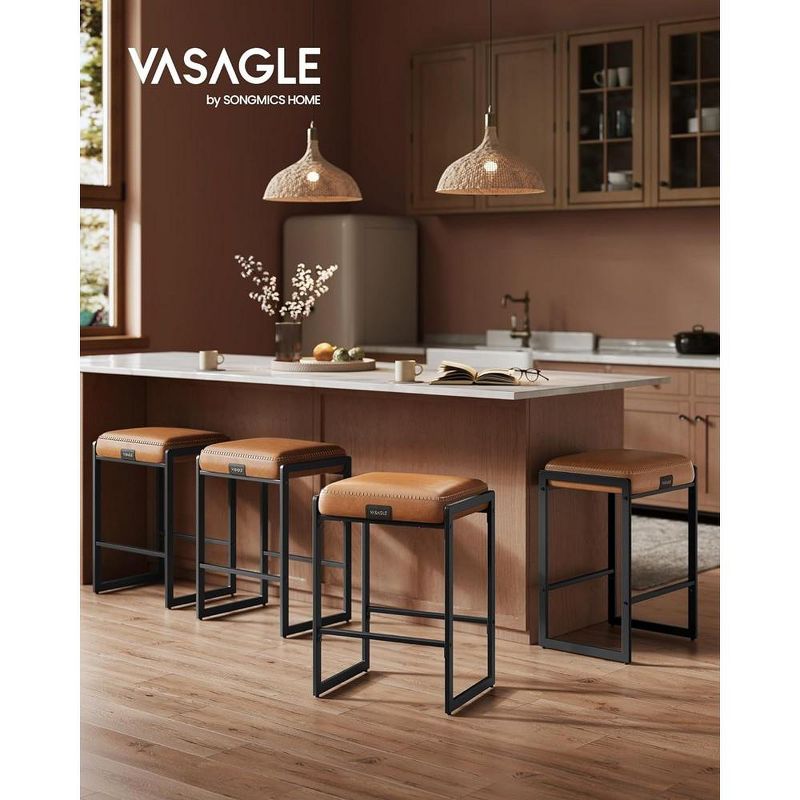 VASAGLE EKHO Collection - Bar Stools Set of 2, Counter Height Bar Stools, Synthetic Leather with Stitching, 2 of 10