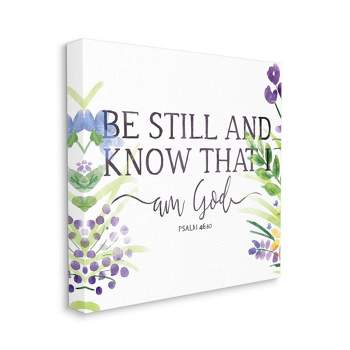 Stupell Industries Be Still Faith Based Quote Purple Spring Florals