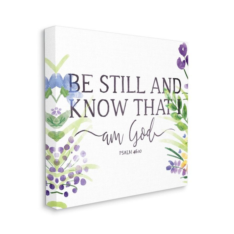 Stupell Industries Be Still Faith Based Quote Purple Spring Florals, 1 of 6