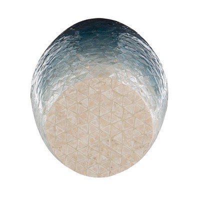 Ombre Blue and Off-White Capiz Shell Round Drum Table