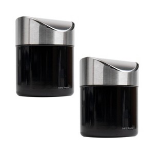 Mind Reader Mini Countertop Trash Can 0.4gal with Swivel Lid Set of 2 Black: Desk Trash & Organizer for Office Supplies - 1 of 4