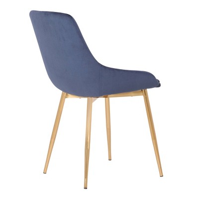 Heidi Blue Velvet Dining Chair with Gold Legs