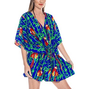 HAPPY BAY Women's Summer Vacation Mini Swimwear Bathing Suit Dress Plus Size Holiday Beach Dress Coverups Beach Wear Swimsuit Cover-up 3X-4X Blue Bird - 1 of 4
