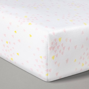 Fitted Crib Sheet Hearts Pink - Cloud Island Pink, White Pink