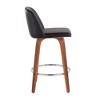26" 360° Swivel Counter Stools with Wood Legs, Padded Upholstered Seat, and Round Footrest (Set of 2) - 3 of 4