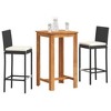 vidaXL Patio Bar Set Outdoor Garden Furniture Solid Wood Acacia and Poly Rattan - Black 2 Piece - 2 of 4