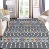 Washable Area Rug Vintage Trellis Accent Rugs Non Slip Rug Foldable Stain Resistant Geometric Low Pile Indoor Carpet for Bedroom Living Room - 2 of 4
