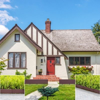 Rich Brown Rattan-Inspired Plastic Garden Edging Set, 8 Pieces