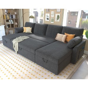 AMERLIFE 2 in 1 Pull Out Sofa Bed with Storage Chaise - 1 of 4