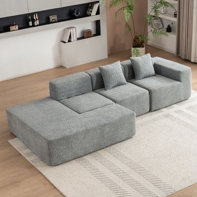 116.5" Sectional Sofa Full-compressed Sofa Couch Free-combined Sofa for Living Room, Green