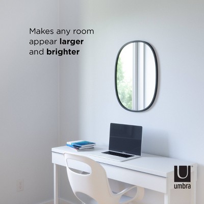 Sleek Modern Oval Hub Wall Mirror 18"x24" in Black